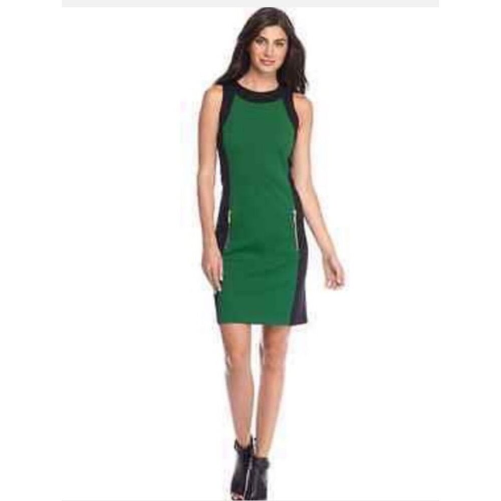 Michael Kors Green Stretch Ponte Zip Pocket Dress